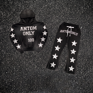 Custom Pink <b>Y2K</b> Streetwear <b>Tracksuit</b> Rhinestone Star Hoodies flared Sweatpants Set Heavyweight Fleece Unisex Two Piece Suits - Product Image 2
