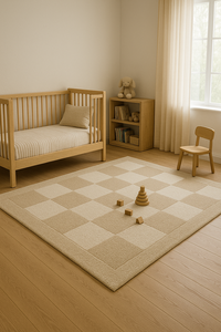 Tapis personnalisé blanc et doré en PET, antidérapant, à poils longs, pour intérieurs modernes et minimalistes, pique-nique, maison - Product Image 1