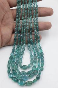 Perles ovales lisses en émeraude zambienne naturelle, authentiques, 3x5-4x6 mm, pour la fabrication de bijoux - Product Image 6