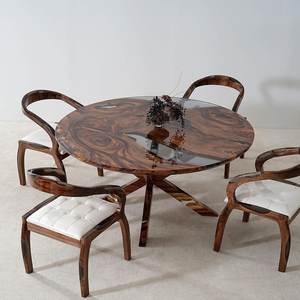 Table basse en résine peinte à la main, écologique et personnalisée, avec bord naturel et pieds en acrylique, pour la décoration de la maison et de mariages - Product Image 1