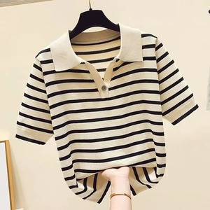 Women Striped <b>Polo</b> <b>Neck</b> Short Sleeve Knit <b>T</b> <b>shirt</b> Casual Breathable Regular Fit Summer Top office <b>polo</b> <b>shirt</b> Women cotton pol - Product Image 4