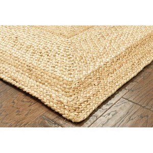 Tapis de salon rectangulaire en jute tressé, couleur unie, style ferme, écologique, à poils plats et fins - Product Image 3