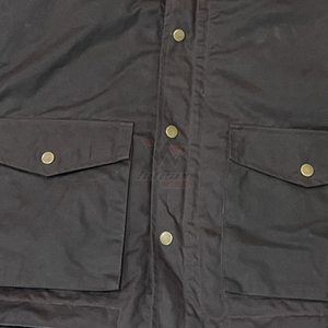 Veste de chasse marron cirée en gros avec capuche, poches utilitaires pour vêtements de travail, imperméable et coupe-vent, veste de terrain classique - Product Image 2