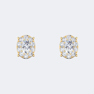 0.95CTW โอวัล ฮาโล พรอง คลัสเตอร์ สตั๊ด - Product Image 3