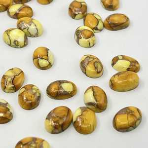 Piedra preciosa suelta de cobre turquesa Honey Dahlia, forma ovalada cabujón, para la fabricación de joyas - Product Image 2