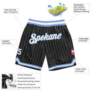 Custom Sublimation Pinstripe Basketball Shorts Men Personalized <b>Light</b> Blue Script <b>Name</b> Number Mesh Shorts Breathable Gym Shorts - Product Image 2