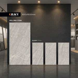 Vistaar - Baldosas de Porcelana Brillante Antideslizantes de 12 mm de Grosor, 800x1600 mm, Diseño Gris de Lujo para Interiores y Exteriores, para Pisos y Paredes, 5 Unidades - Product Image 2