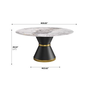 59.05 moderno tavolo da pranzo rotondo in pietra artificiale con Base in acciaio al carbonio nero per 6-8 persone - Product Image 6