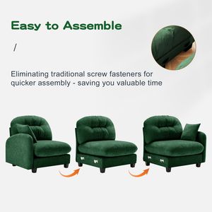 Divano Componibile a U in Tessuto Chenille Premium con Pouf, Schiuma ad Alta Densità, Trapuntato con 2 Cuscini Decorativi per Soggiorno - Product Image 6