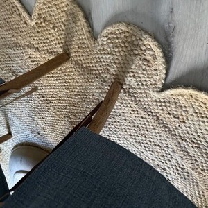 Round jute farmhouse <b>rug</b> Non-slip backing area <b>rug</b> Solid color <b>flat</b> weave Thin jute dining <b>rug</b> Beige round area <b>rug</b> - Product Image 4