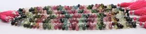 Natural Multi Tourmaline Faceted Teardrop Shape <b>Beads</b> 5x7-6x8MM Multi <b>Color</b> Gemstone Drop <b>Beads</b> 8 Inch Multi Tourmaline <b>Beads</b> - Product Image 3