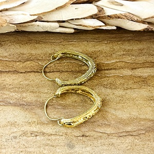 Nuevos Aretes de Aro Boho, Joyería Tribal de Latón para Mujer, Chapados en Oro de 18k, Filigrana Vintage Texturizada, Venta al Por Mayor/OEM/ODM - Product Image 6