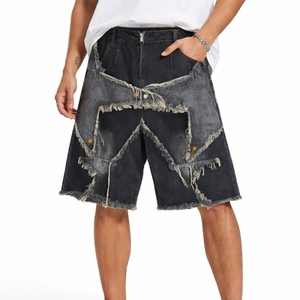 Pantalones Cortos de Mezclilla para Hombre, Lavado Claro, Corte Recto, Cintura Media, Tejido Transpirable, Secado Rápido, Estilo Vintage Urbano - Product Image 2