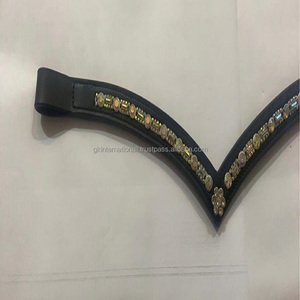 Nouvelle conception de cristaux multicolores strass bling-bling des deux côtés bande de sourcil de cheval en cuir de canal vide - Product Image 6