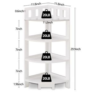 4-Tier <b>Corner</b> Shelf Wood Storage Stand with Multipurpose Cor for Small Home Office or Bathroom Kitchen Storage <b>Unit</b> - Product Image 6