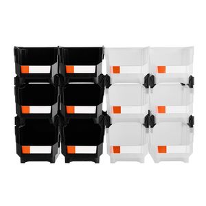 Lot de 12 bacs de rangement en plastique empilables de 14,8 x 8,5 x 7,1 pouces pour l'organisation du garage - Product Image 6
