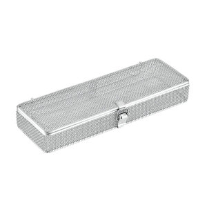 Fine <b>Mesh</b> Sterilization <b>Basket</b> With Catch Lock Stainless Steel Wire 0.5mm Smooth Finish 235x80x30mm Surgical Tray - Product Image 1
