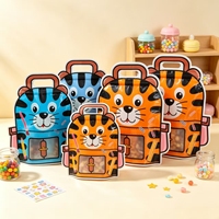 Sac à fermeture éclair en forme d'animal de dessin animé irrégulier avec fenêtre transparente, refermable, en PET+PE, 24*28+8, pochette d'emballage alimentaire pour bonbons