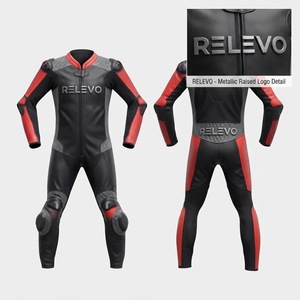 Combinaison de moto en cuir pour homme, manches longues, coupe-vent, bicolore, une pièce, avec protection CE - Product Image 2