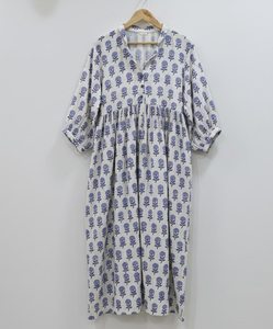 Vestido Midi Tipo Túnica Hecho a Mano, Formal, con Estampado Floral, 100% Algodón, Transpirable, Ecológico, Corte en A, Cintura Natural para Mujer |   Exportación - Product Image 6