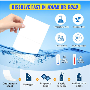 Hojas de lavandería de limpieza natural MOQ supersuaves, se disuelven fácilmente en agua, sin manchas, cuidados fragantes para hojas de detergente para ropa - Product Image 5
