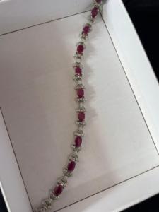 Colour Mountain <b>Ruby</b> Tennis <b>Bracelet</b> 7.5 Inch Natural <b>Ruby</b> 925 Sterling Silver White Gold Plated Luxury Fine Jewelry for Party - Product Image 3