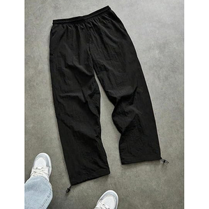 Pantalon de jogging pour homme, coupe ample, léger, infroissable, en toile, couleur unie, taille élastique, en nylon, style hip-hop, pour l'entraînement - Product Image 4