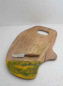 Plateau de service élégant en bois d'acacia et marbre pour la maison, l'hôtel, la cuisine et la salle à manger - Product Image 2