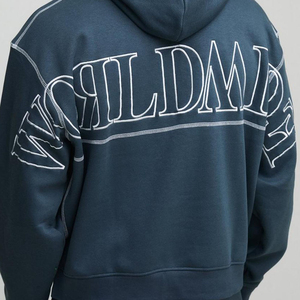 Conjunto deportivo Glory con logotipo bordado personalizado, sudadera con capucha extragrande y pantalones con diseño de bloques de color para ropa urbana. - Product Image 6