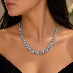 Collier tennis en argent sterling 925 avec moissanite taille poire et diamants VVS1 personnalisés, serti de pierres, pour femme - Product Image 5