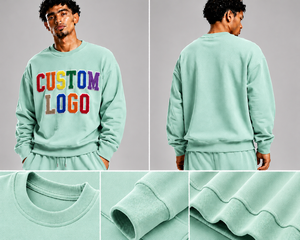 Sudadera de cuello redondo con logotipo personalizado bordado en chenilla, unisex, corte regular, informal, de punto para otoño, 100% algodón en la parte delantera. - Product Image 4