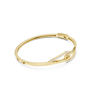 Luxury Yellow Gold Lab Grown Diamond Twist <b>Infinity</b> Bangle <b>Bracelet</b> for Women Modern Pavé Diamond Fine Jewelry - Product Image 4