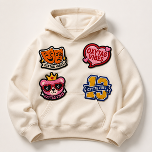 Ensemble de patchs brodés en chenille Oxytag Vibes avec motifs de masques de théâtre, cœur, ours et numéro 13, prix abordable, vente en gros OEM - Product Image 5