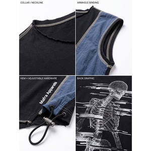 เสื้อยืดคอตตอนเนื้อหนัก 380GSM ทรงไหล่ตกแบบอสมมาตรสำหรับผู้ชาย สไตล์ไซเบอร์พังก์ สตรีทแวร์ เทคแวร์ พร้อมโลโก้แบบกำหนดเอง (OEM) - Product Image 4