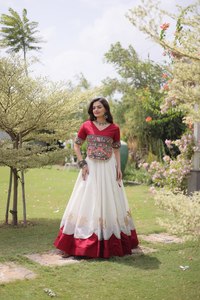 Conjunto de Lehenga Romano de Diseñador con Encaje de Lentejuelas Gota y Bordado Gamthi para Mujer - Product Image 5