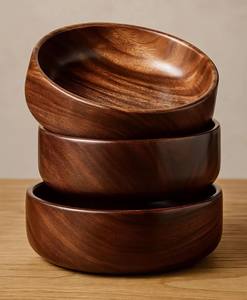 ชามสลัดไม้วอลนัททำมือ: ชามเสิร์ฟไม้สไตล์วินเทจ - Product Image 1