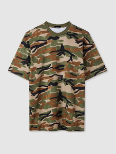 เสื้อยืดโอเวอร์ไซส์ลายพรางผู้ชาย ผ้าฝ้าย 100% ขายดี ทรงหลวม ไหล่ตก ผ้าถักหนา 240 GSM รับผลิตตามสั่งพร้อมโลโก้ OEM ขายส่ง - Product Image 5