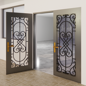 Portes en acier forgé sur mesure pour la maison avec poignée de porte en acier inoxydable et serrure, design moderne de porte d'entrée sécurisée - Product Image 1