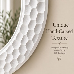 Modern White Round Handmade Wall <b>Mirror</b> with MDF Wood & Bone Inlay 2.5cm Thick Wholesale From REHMAN <b>CRAFT</b> - Product Image 3