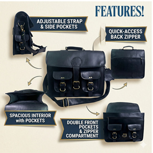 Sac à main pour ordinateur portable en cuir véritable noir vintage pour homme, élégant, décontracté, pour le bureau, messager, portable, durable, léger - Product Image 4