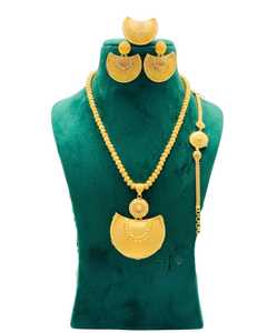 Conjunto de Joyería Nupcial Étnica de Aleación de Cobre Chapado en Oro de 24K para Mujer, Collar y Pendientes Hechos a Mano, Pieza de Moda - Product Image 3