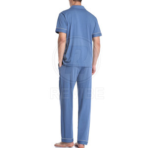 Pyjama d'été pour homme en coton 100% premium, respirant, écologique, taille élastique, élégant, personnalisable - Product Image 4