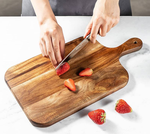 Planches à découper en bois d'acacia avec poignée, planches à découper pour la viande, la pizza, le fromage, les sushis, planches de cuisine - Product Image 1