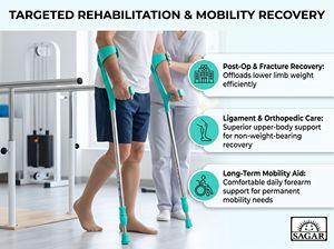 Heavy Duty Mild Steel Height Adjustable Forearm Elbow Crutch with Ergonomic Cuff and Non Slip Rubber Tip for Medical Rehab - Product Image 5