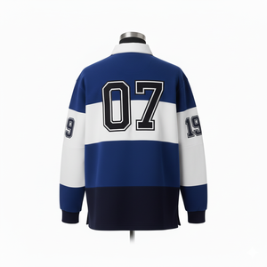 Polo de rugby en molleton de coton épais avec patchs brodés, manches longues, pour homme, style streetwear, OEM ODM, vente en gros - Product Image 3