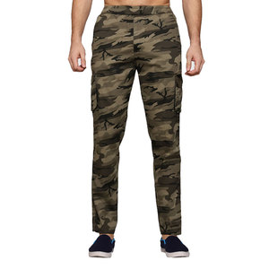Pantalon cargo camouflage pour homme, taille élastique, plusieurs poches, tissu en toile décontracté, respirant, poids moyen, style automne - Product Image 1