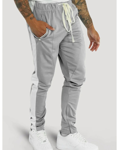 Pantalon de survêtement gris pour homme taille XL, taille élastique, cordon de serrage, poches latérales, joggers décontractés, tricoté mi-lourd, respirant, pour l'automne - Product Image 1