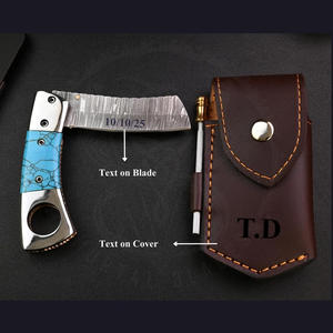 Couteau à cigares 2-en-1 de luxe en acier Damas Mortal Blades, portable et pour la vente en gros - Product Image 2