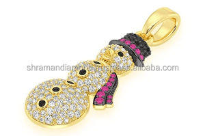 SHRAMAN JEWELS Colgante de hombre de nieve vintage de oro blanco de 10K con baño de rodio, moderno, con diamantes cultivados en laboratorio personalizados, dijes finos - Product Image 4