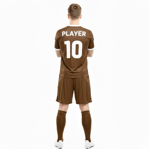 Uniforme de Fútbol Unisex Color Marrón Chocolate, Conjunto de Camiseta y Pantalones Cortos de Fútbol de Alta Calidad, Secado Rápido, Transpirable, Antibacterial, Personalizable para Equipos - Product Image 5